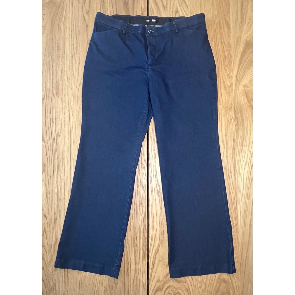 Lee Regular Fit Trouser Women 16 Petite Navy Blue Flex Motion Business Casual